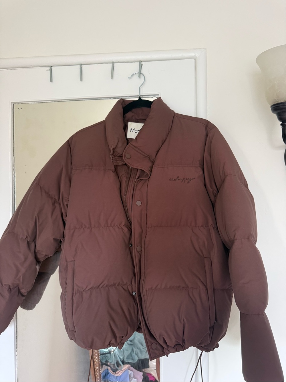 Madhappy Women's Puffer Jacket in Mauve Brown